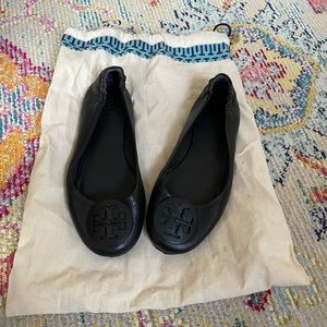 Tory Burch all black ballet flats